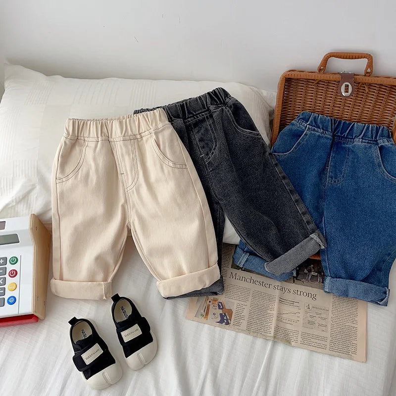 Baby Solid Jeans - Casual, Soft Denim Pants for Boys and Girls
