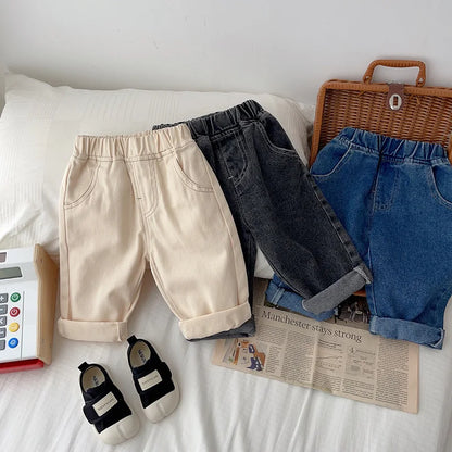 Baby Solid Jeans - Casual, Soft Denim Pants for Boys and Girls