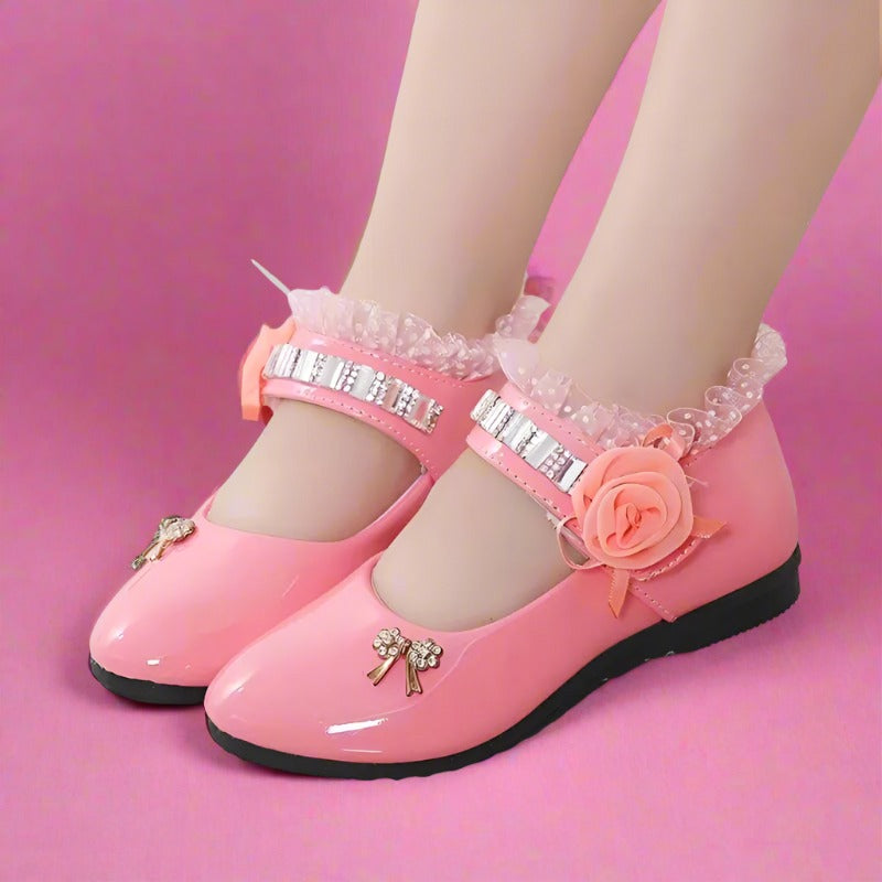 Cute Bowknot Rhinestone Flower Shoes (3-11 Years)