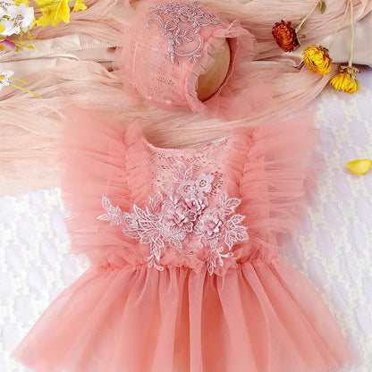 Lace Floral Mesh Romper Set for Baby