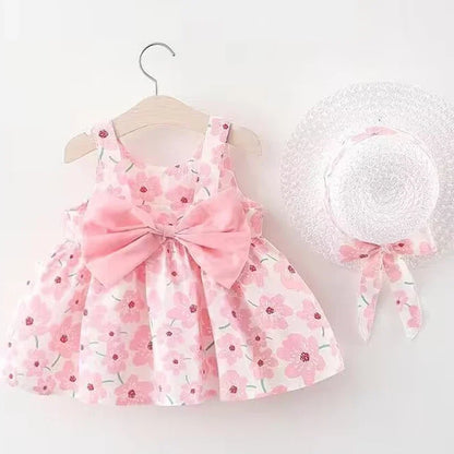 Sweet Summer Bow Floral Dress Set for Girls (3months-3 years)