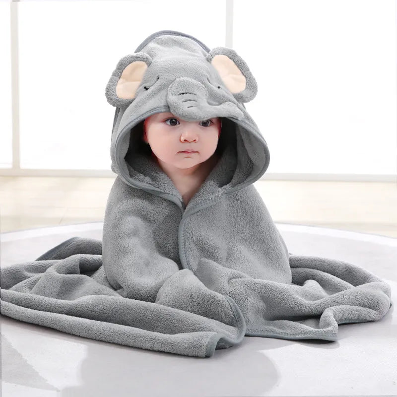 Cartoon Animal Hooded Baby Towel - Cozy Bath Time Essential
