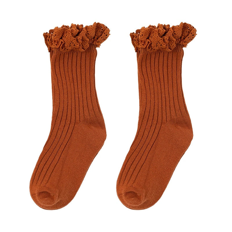 Hose Mid-calf  Ruffle Socks For Girls