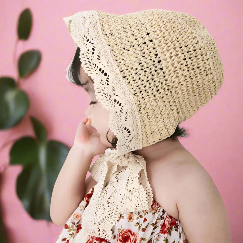 Cute Lace Straw Sun Hat: Wide Brim Panama Cap