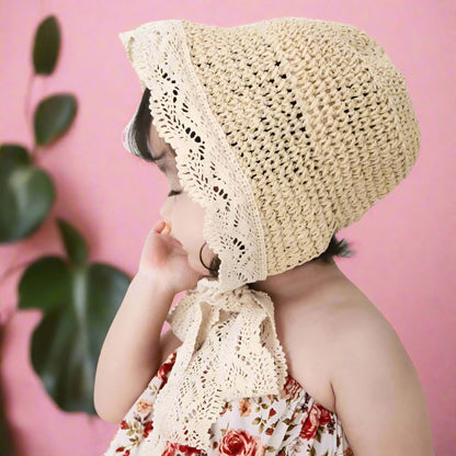Cute Lace Straw Sun Hat: Wide Brim Panama Cap