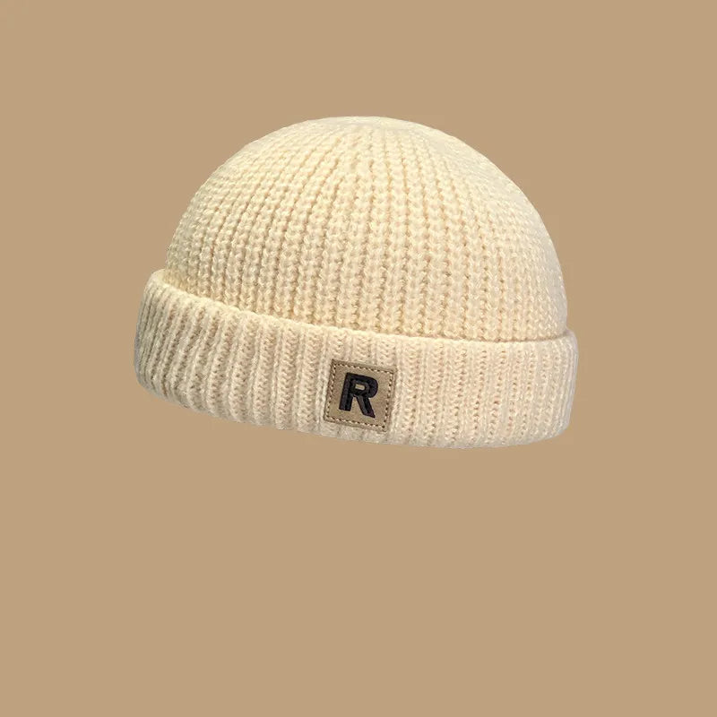 Warm Knitting R Letter Melon Cap for Babies