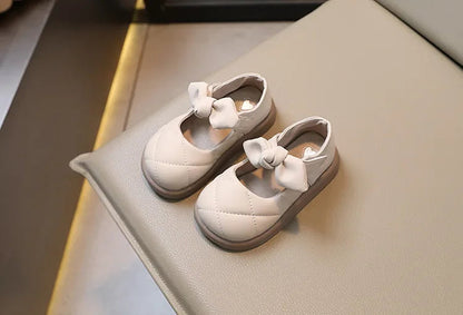 Girls' Bow Leather Shoes: Soft Spring/Autumn Style