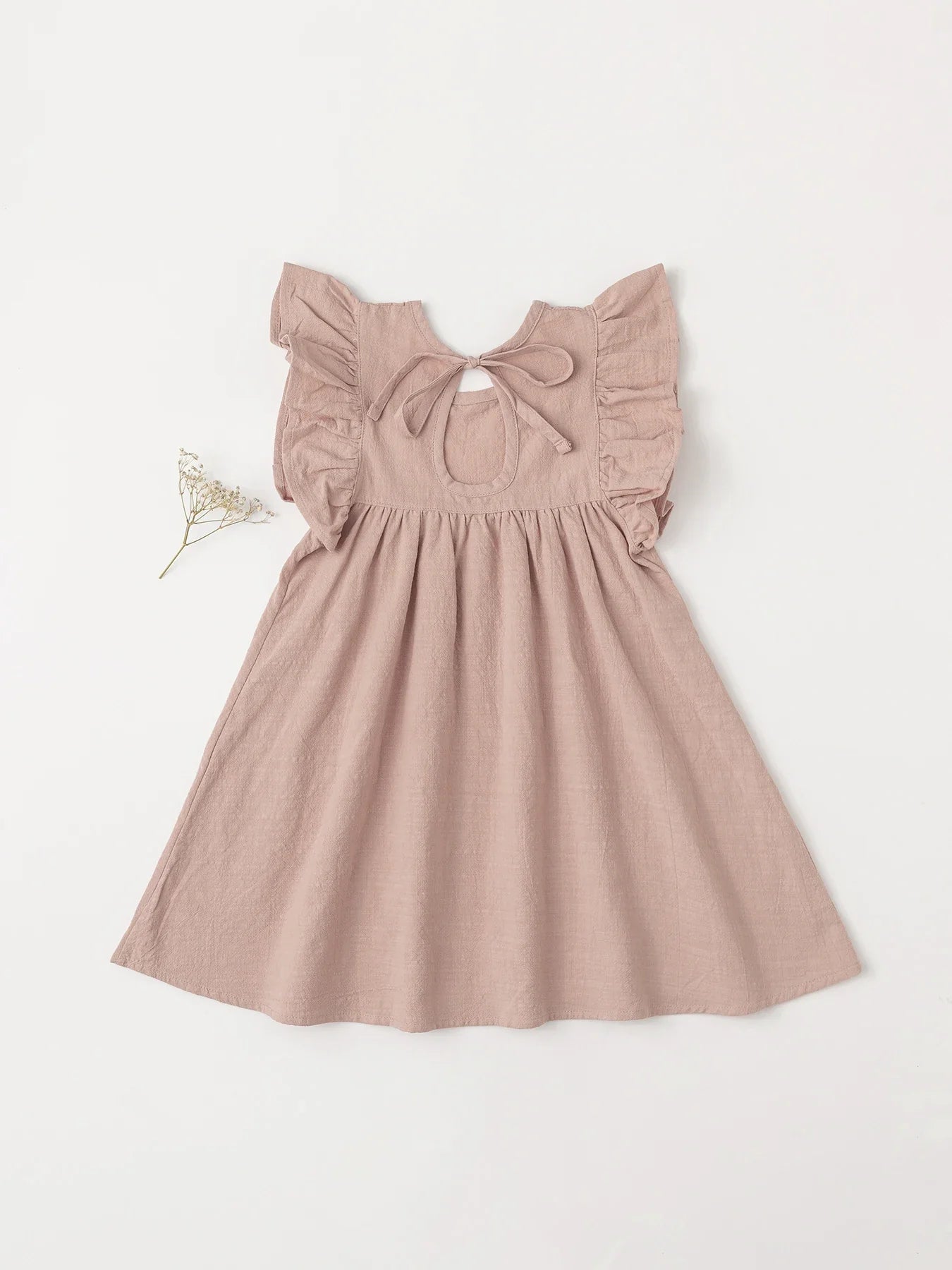 Baby Girls' Tie-back Overall Dress: Cotton Summer Casual Wear