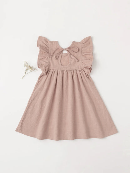 Baby Girls' Tie-back Overall Dress: Cotton Summer Casual Wear