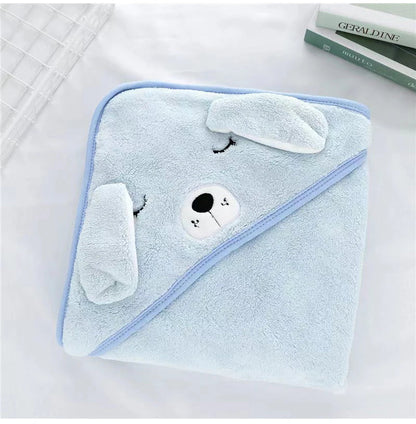 Super Soft Cartoon Hooded Baby Bath Towel - Cozy and Cute