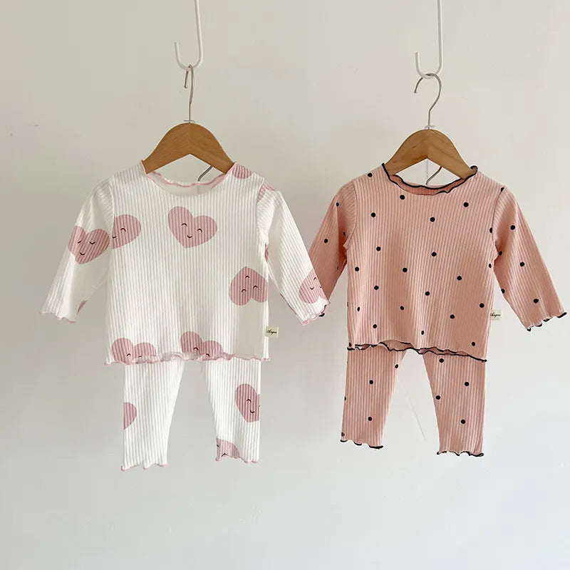 Spring Baby Dot Print Sleeper Set - Infant Indoor Wear
