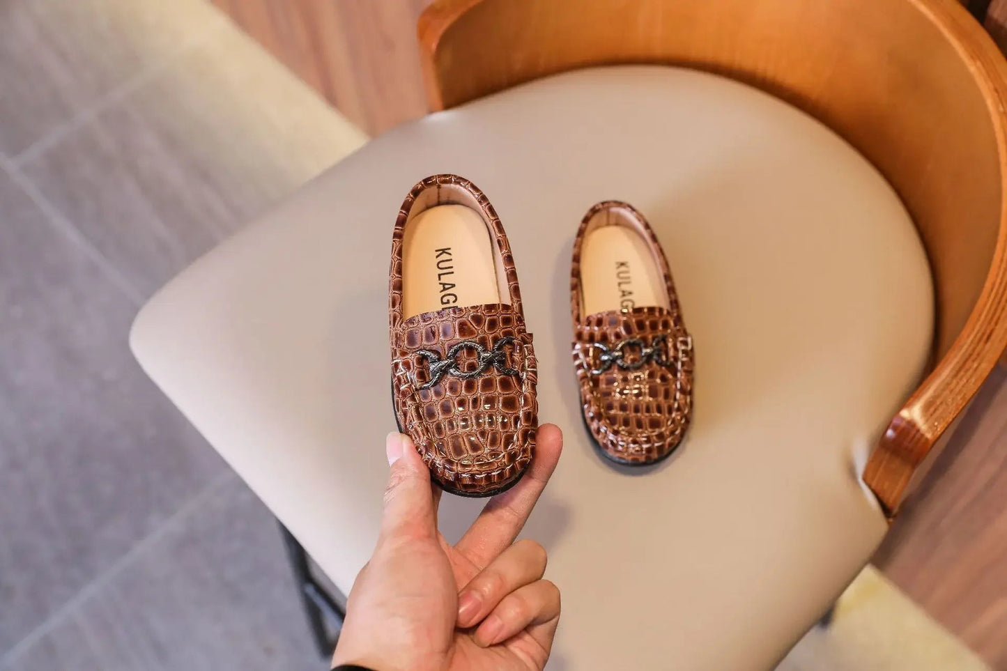 Baby Boys' Leather Loafers: Casual Flats with Metal Buckle