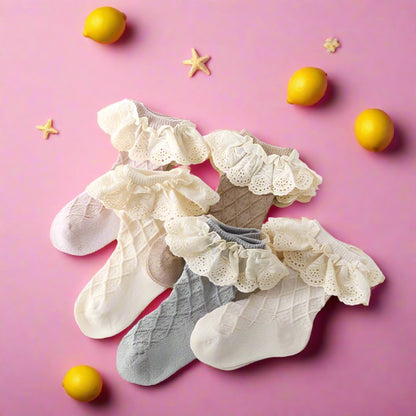 Lace Flower Long Tube Socks For Children