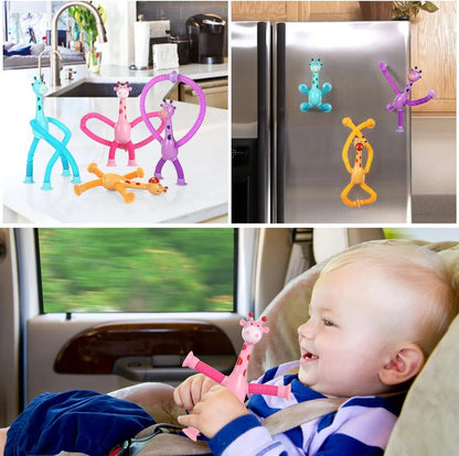 4-Piece Telescopic Suction Cup Giraffe Toy Set