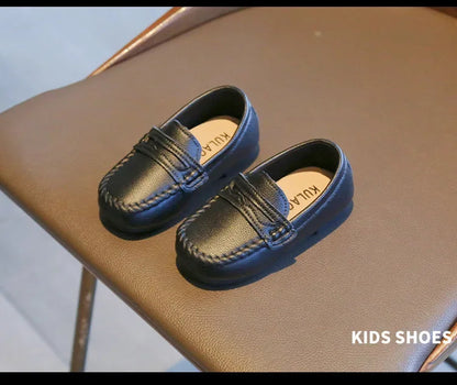 Boys' Leather School Loafers: Simple Slip-On Classic Formal Shoes