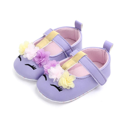 Prewalking Shoes: Soft PU Toddler Girl Shoes with Cute Flower Design