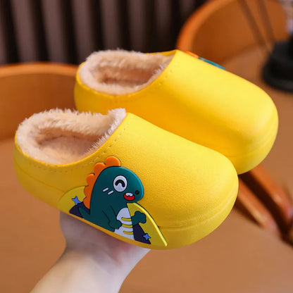 Cartoon Winter Slippers - Warm, Waterproof, Non-Slip for Kids and Parents