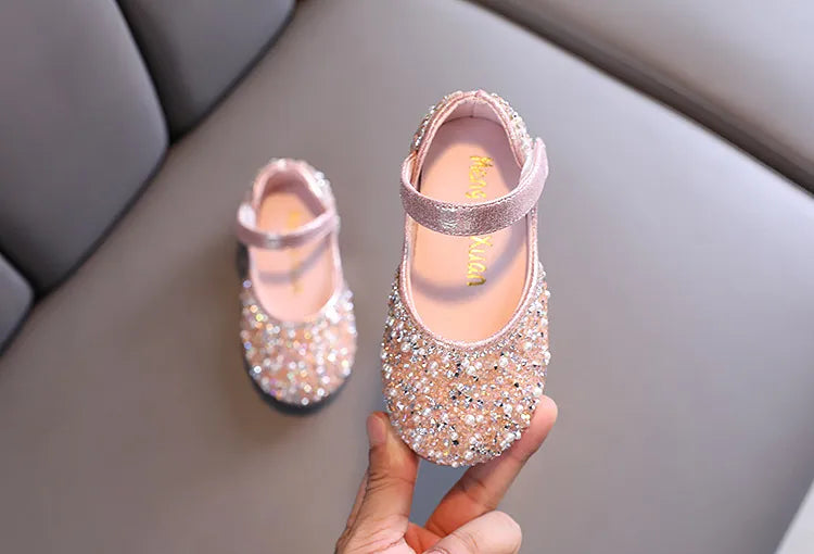 Rhinestone Leather Princess Shoes - Girls' Spring