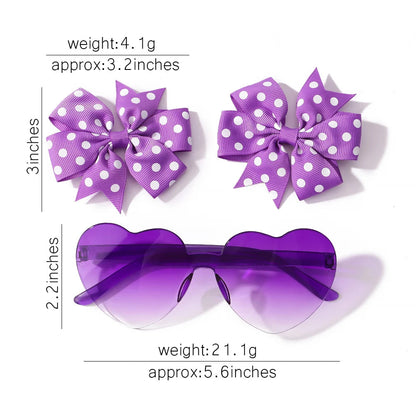 Kids Hairpin Set: Cute Dot & Heart Sunglasses