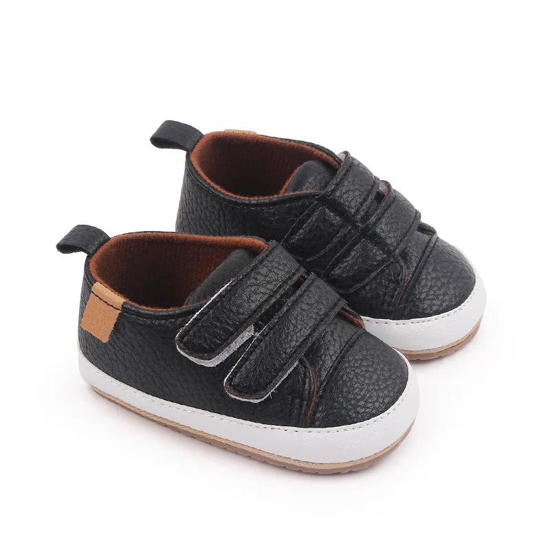 Rubber Sole Baby Sneakers - Solid Color Non-Slip Shoes