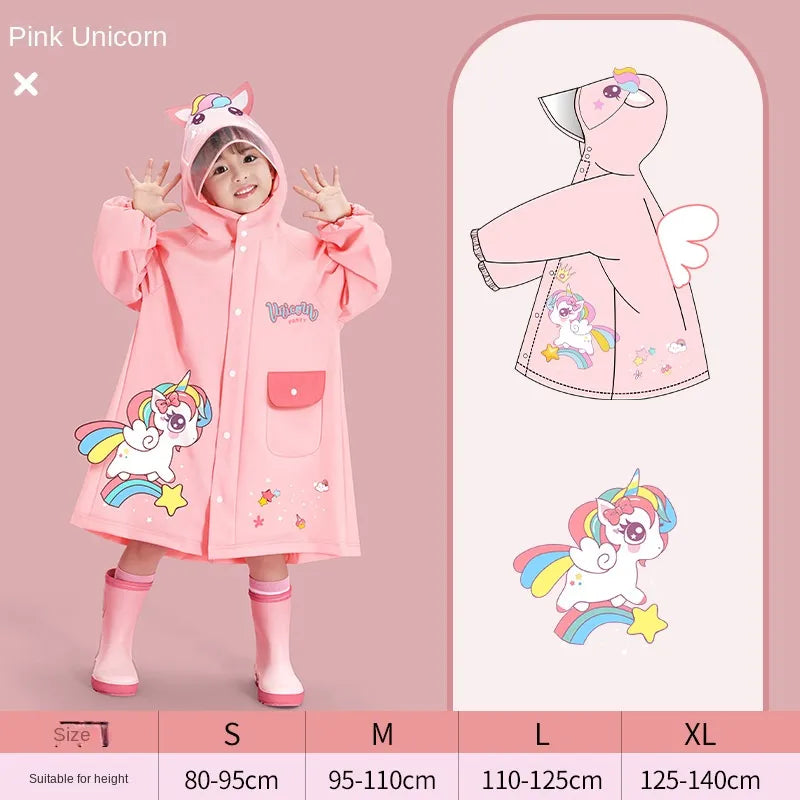 Cartoon Raincoat with Storage Bag