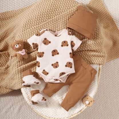 Bear Print Set for Newborn Boys