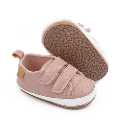 Rubber Sole Baby Sneakers - Solid Color Non-Slip Shoes