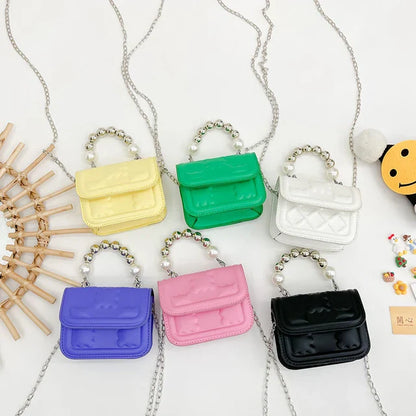 Cute Beaded Handle Mini Shoulder Purse.