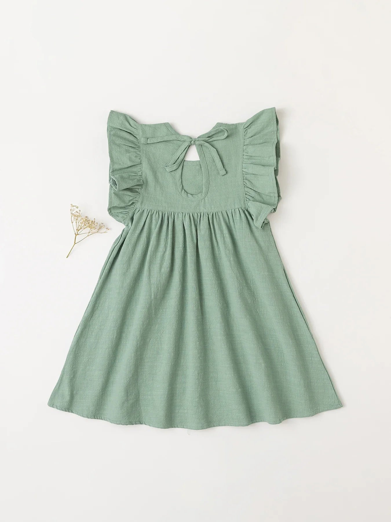 Baby Girls' Tie-back Overall Dress: Cotton Summer Casual Wear