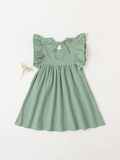 Baby Girls' Tie-back Overall Dress: Cotton Summer Casual Wear