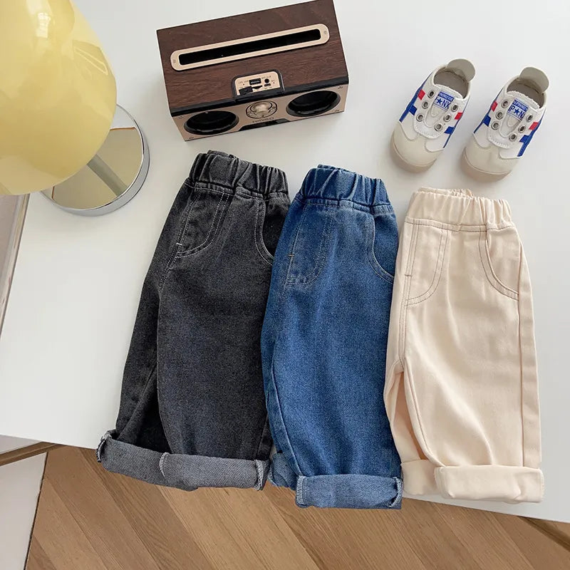 Baby Solid Jeans - Casual, Soft Denim Pants for Boys and Girls