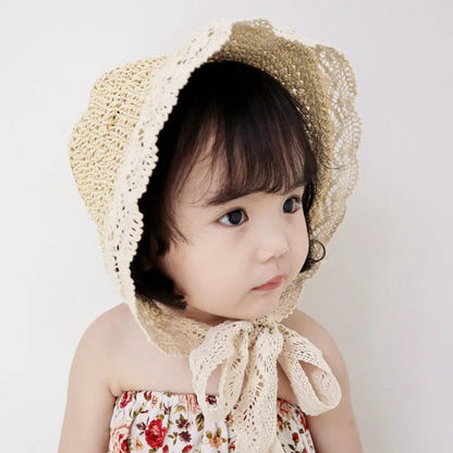 Cute Lace Straw Sun Hat: Wide Brim Panama Cap