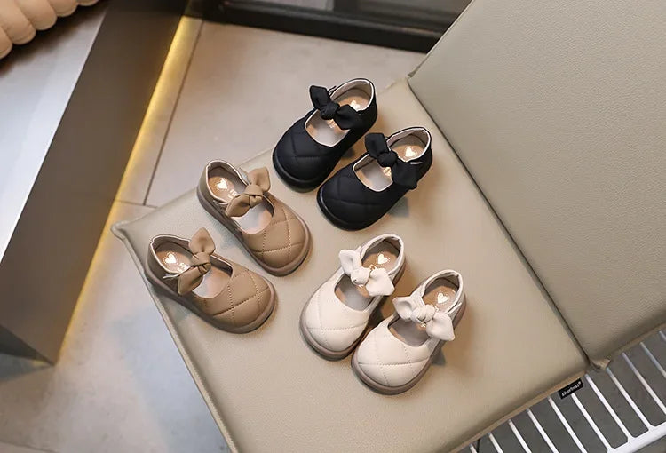 Girls' Bow Leather Shoes: Soft Spring/Autumn Style