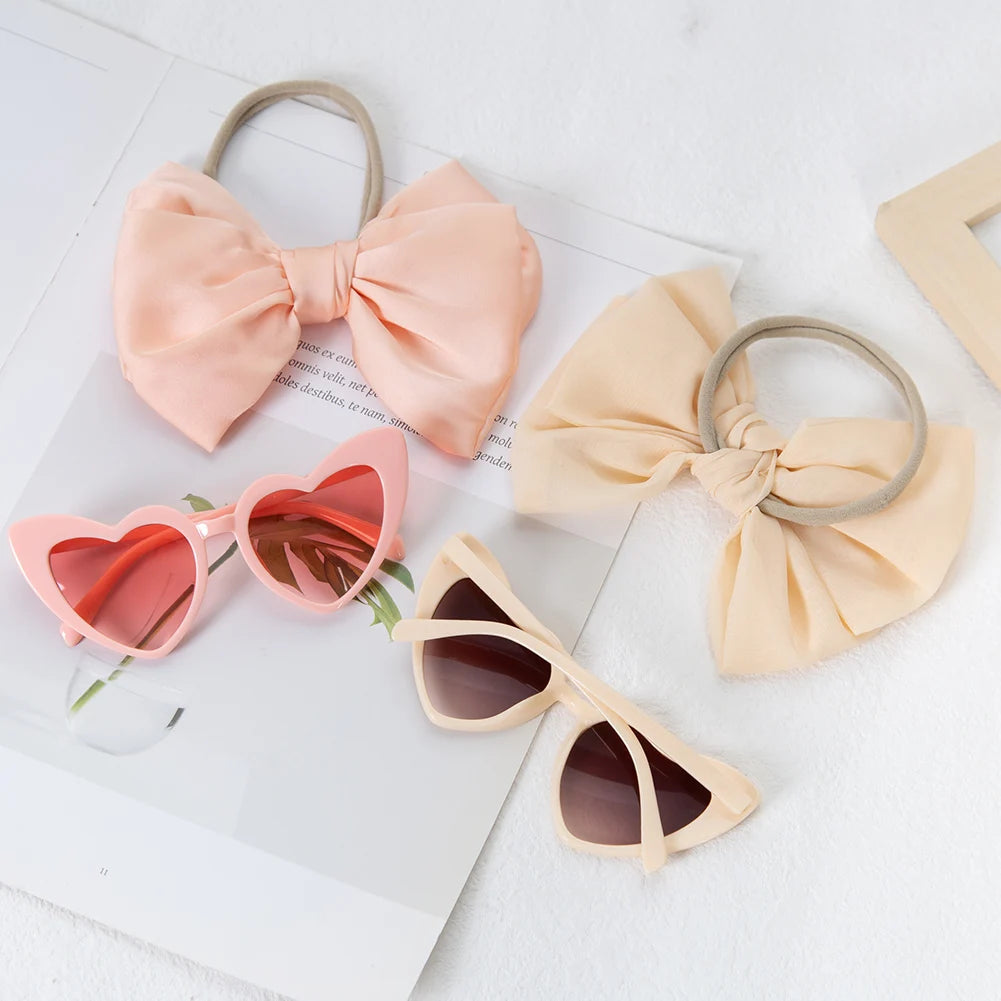 Heart Sunglasses & Bow Headband Set: Kids Fashion