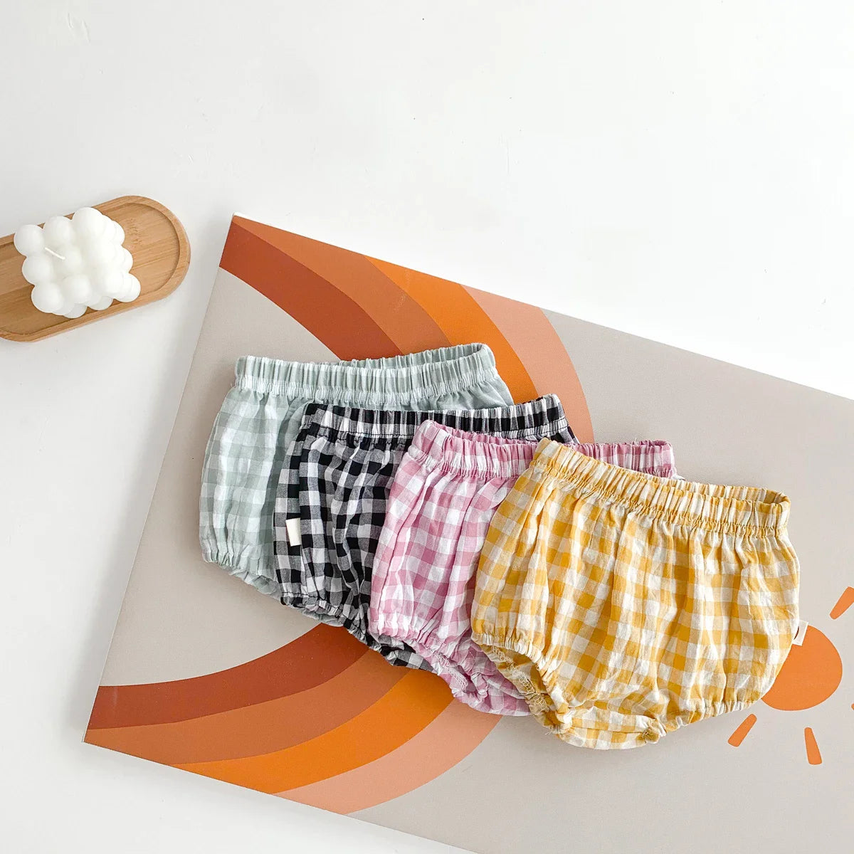 Smile Face Cotton T-shirt + Plaid Shorts Set: Summer Baby Outfit