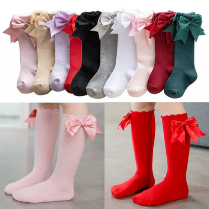 Kids Knee High Socks with Big Bow (Newborn-7 Years)