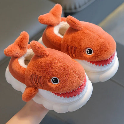Cartoon Shark Cotton Slippers - Warm and Non-slip for Kids (Winter Edition)
