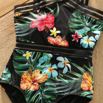 Coconut Tree Print Family Matching Swimwear: Shorts & One-Piece Suit