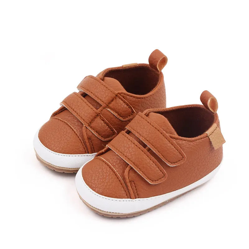 Rubber Sole Baby Sneakers - Solid Color Non-Slip Shoes