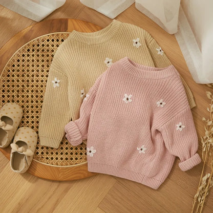 Cute Flower Knit Sweater - Cozy Knitwear for Newborns