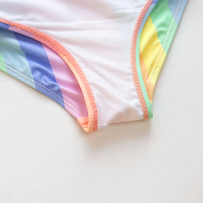 Gradient Puff Sleeve Girls' Swimsuit - Mermaid Bathing Suit