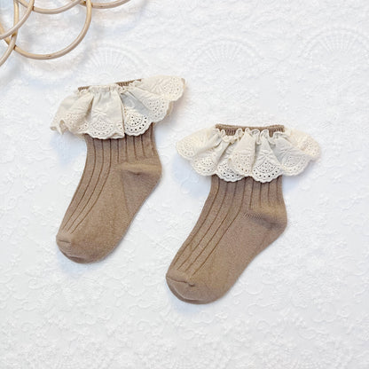 Lace Frilly Flower Cute Long Socks For Girls