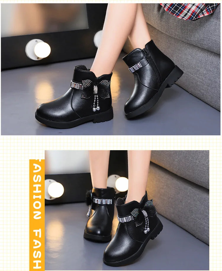 Cozy Mid-Length Leather Boots for Stylish Kids
