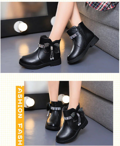 Cozy Mid-Length Leather Boots for Stylish Kids