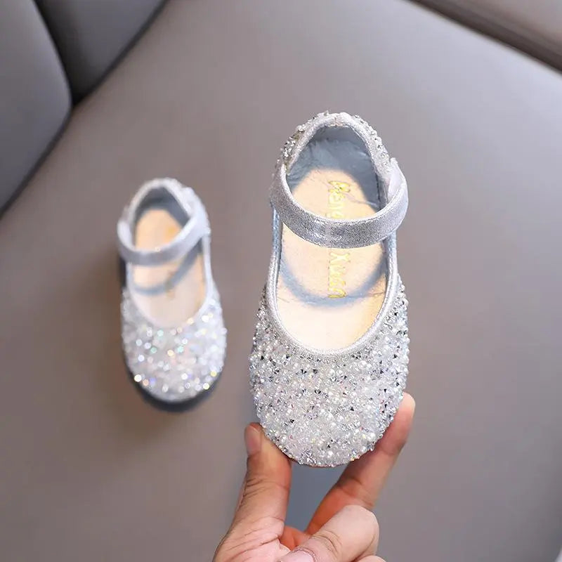 Rhinestone Leather Princess Shoes - Girls' Spring