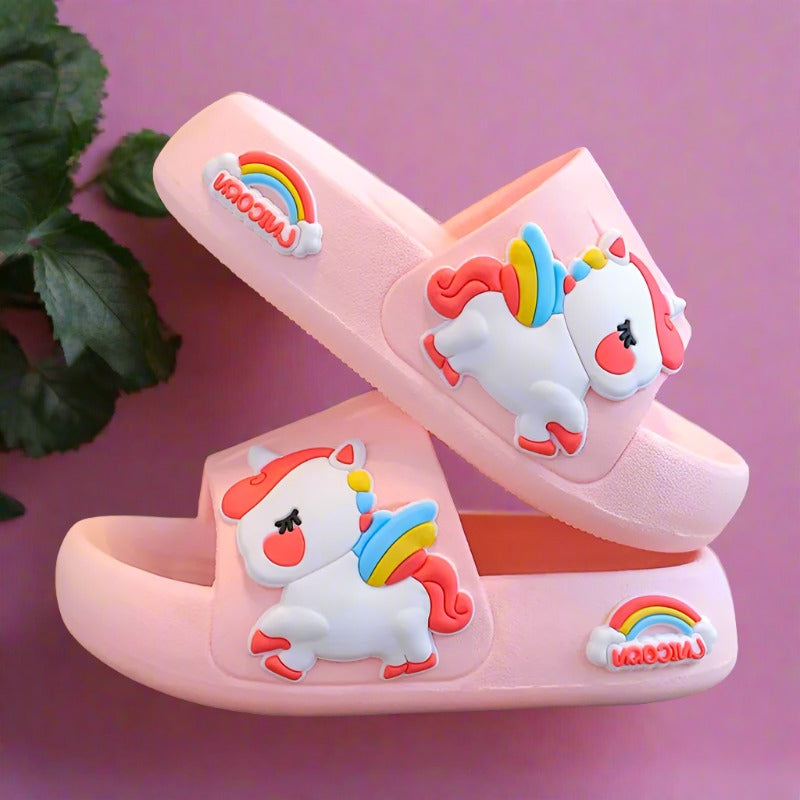 Summer Cartoon Unicorn Flip Flops - Antislip Kids Slippers