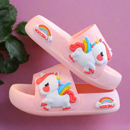 Summer Cartoon Unicorn Flip Flops - Antislip Kids Slippers