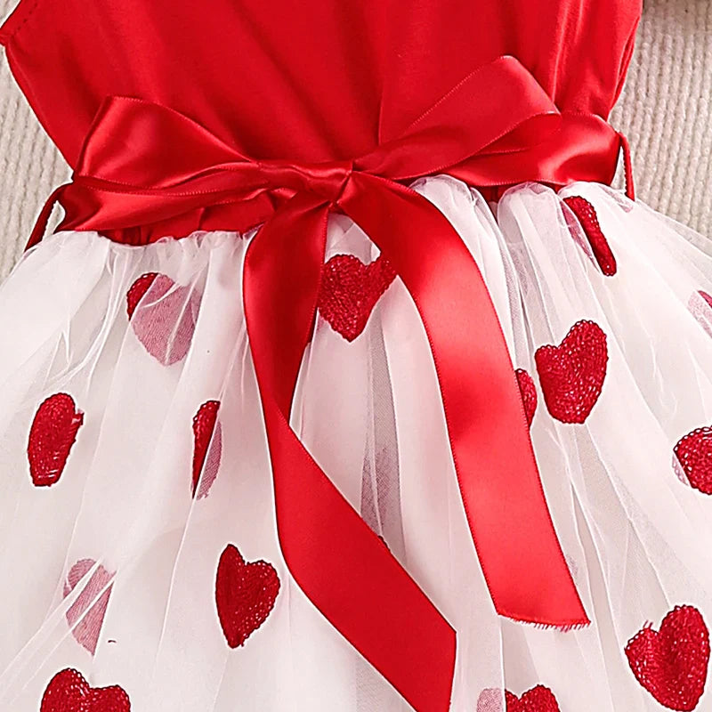 Summer Ruffled Love Mesh Girl Dresses