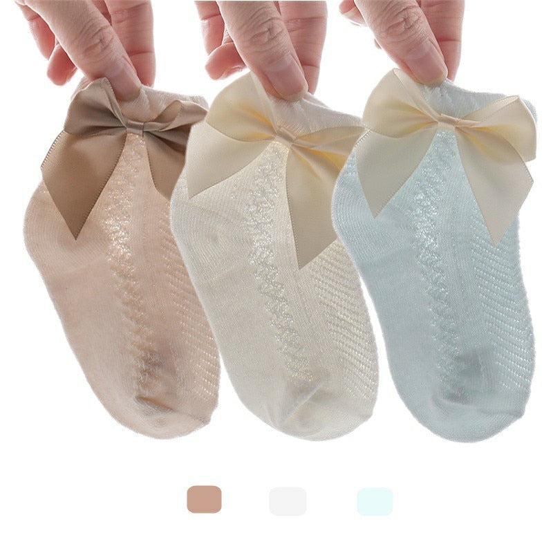 Set Socks Of  Mesh Thin Bow For Girls