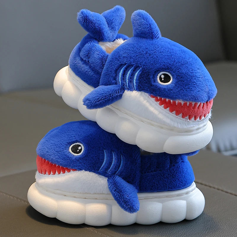 Cartoon Shark Cotton Slippers - Warm and Non-slip for Kids (Winter Edition)